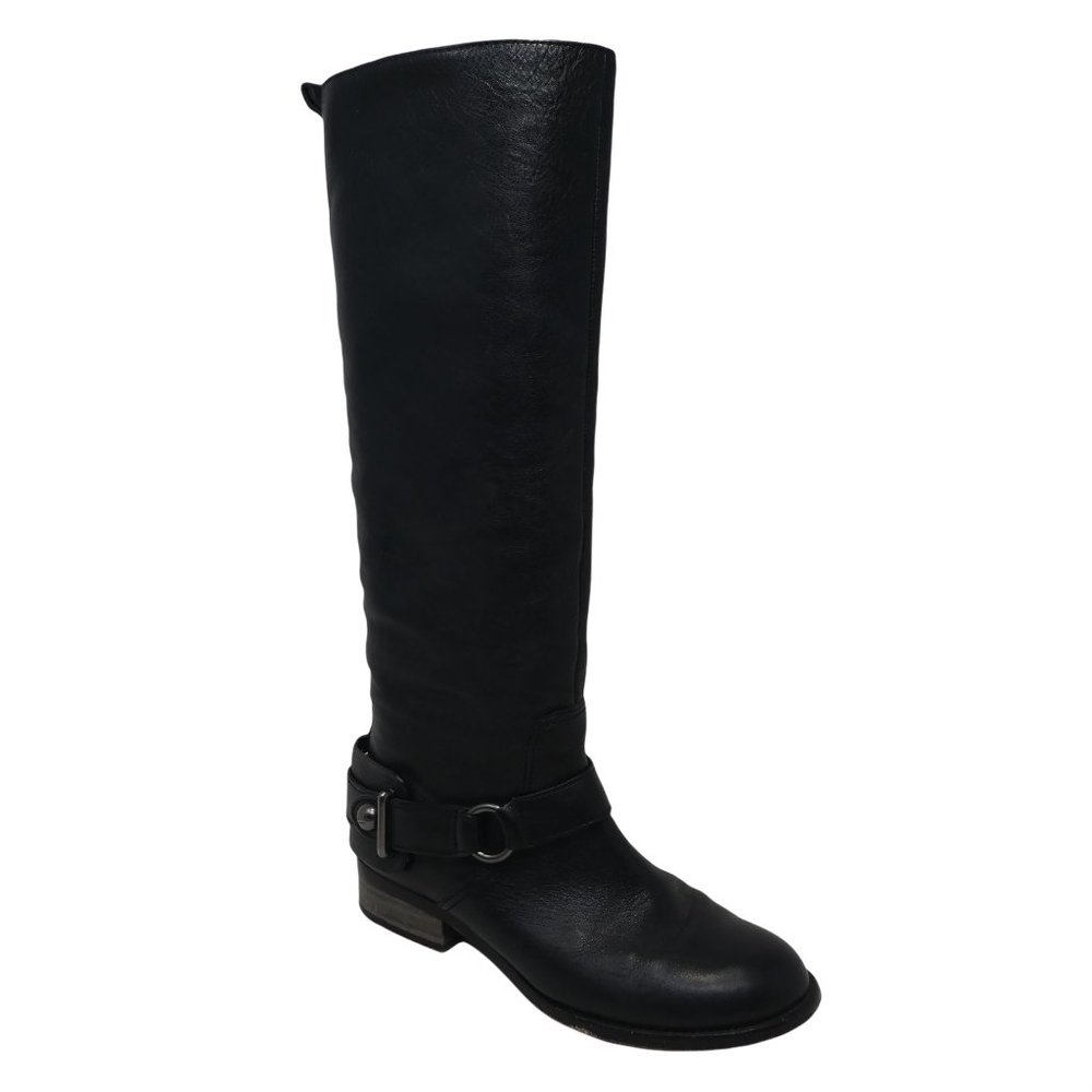 Coach Natale Riding Boots Womens 7.5 Black Leather Pull On Meghan Markle - Picture 2 of 12